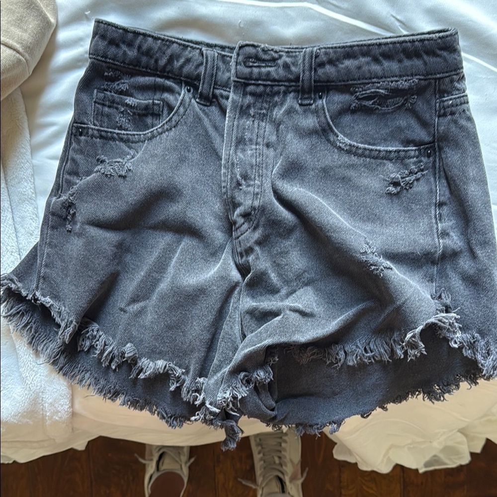 Wild Fable Gray Jean Shorts High-Waisted Distressed